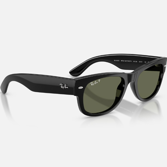 Ray Ban Men Square Frame Shiny Matt Black Sunglasses