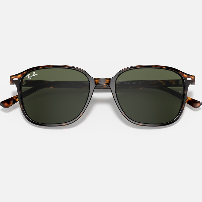 Ray Ban Men Square Frame Shiny Polished Tortoise Sunglasses