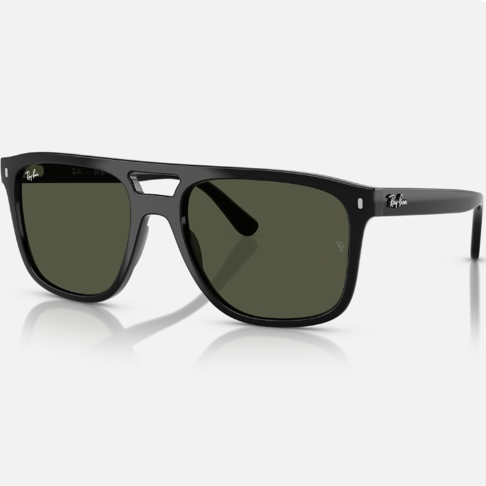Ray Ban Men Sqaure Frame Shiny Dusty Black Sunglasses