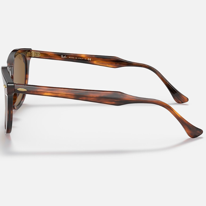 Ray Ban Men Square Frame Polished Striped Havana Sunglasses