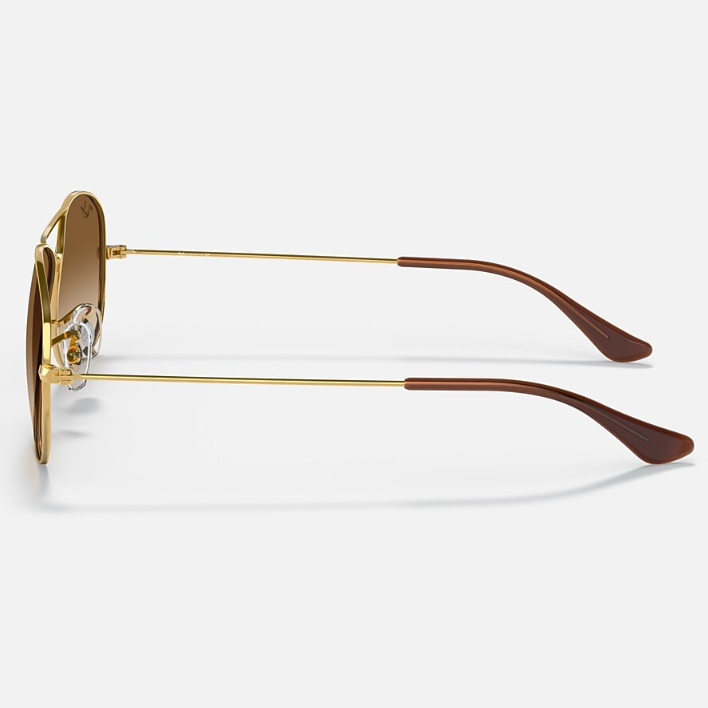 Ray Ban Men Pilot Frame Polished Brown On Gold Sunglasses