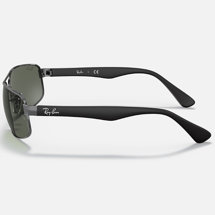 Ray Ban Men Rectangle Frame Polished Gunmetal Sunglasses
