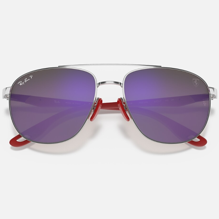 Ray Ban Men Square Frame Shiny Light Silver Sunglasses