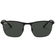Ray Ban Men Square Frame Polished Matte Black Sunglasses