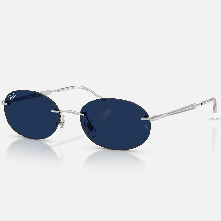 Ray Ban Men Oval Frame Light Silver Sunglasses
