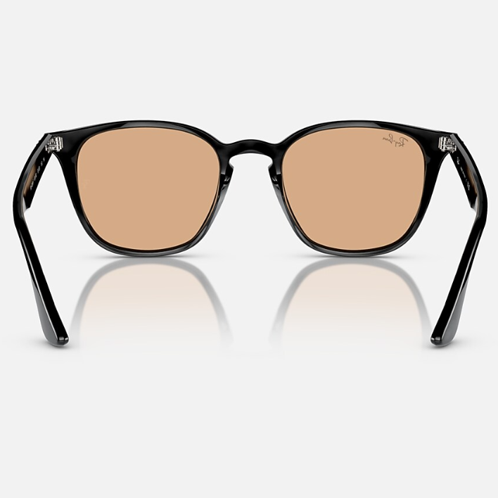 Ray Ban Men Square Frame Shiny Coal Black Sunglasses