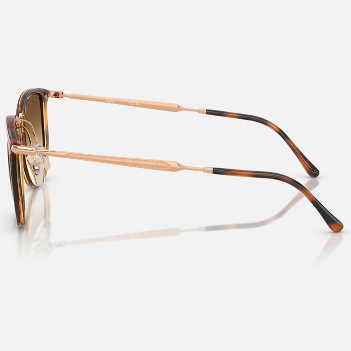 Ray Ban Men Irregular Frame Polished Transparent Orange Sunglasses