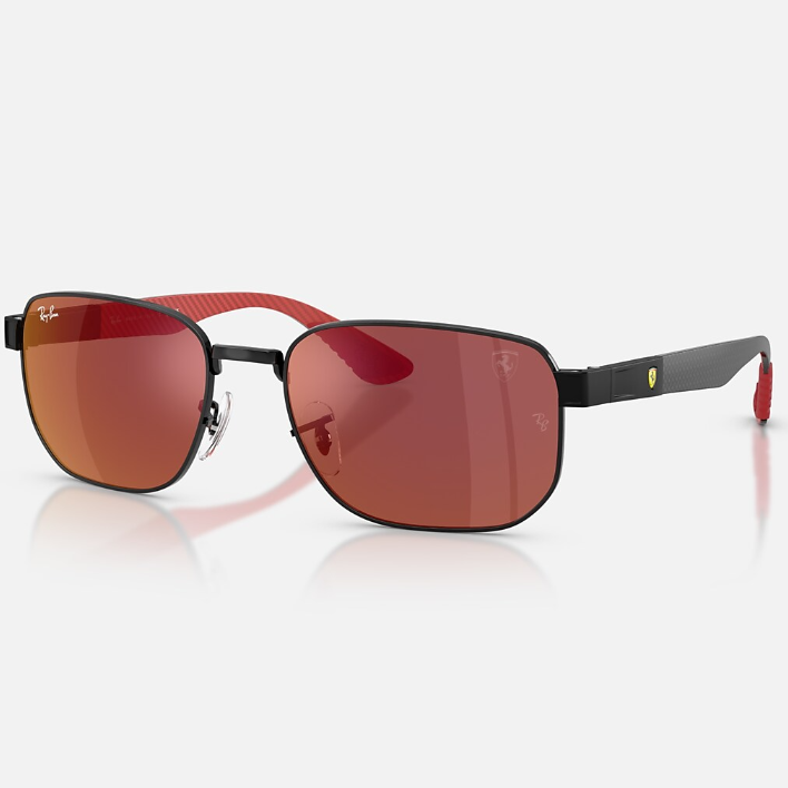 Ray Ban Men Irregular Frame Polished Red Sunglasses
