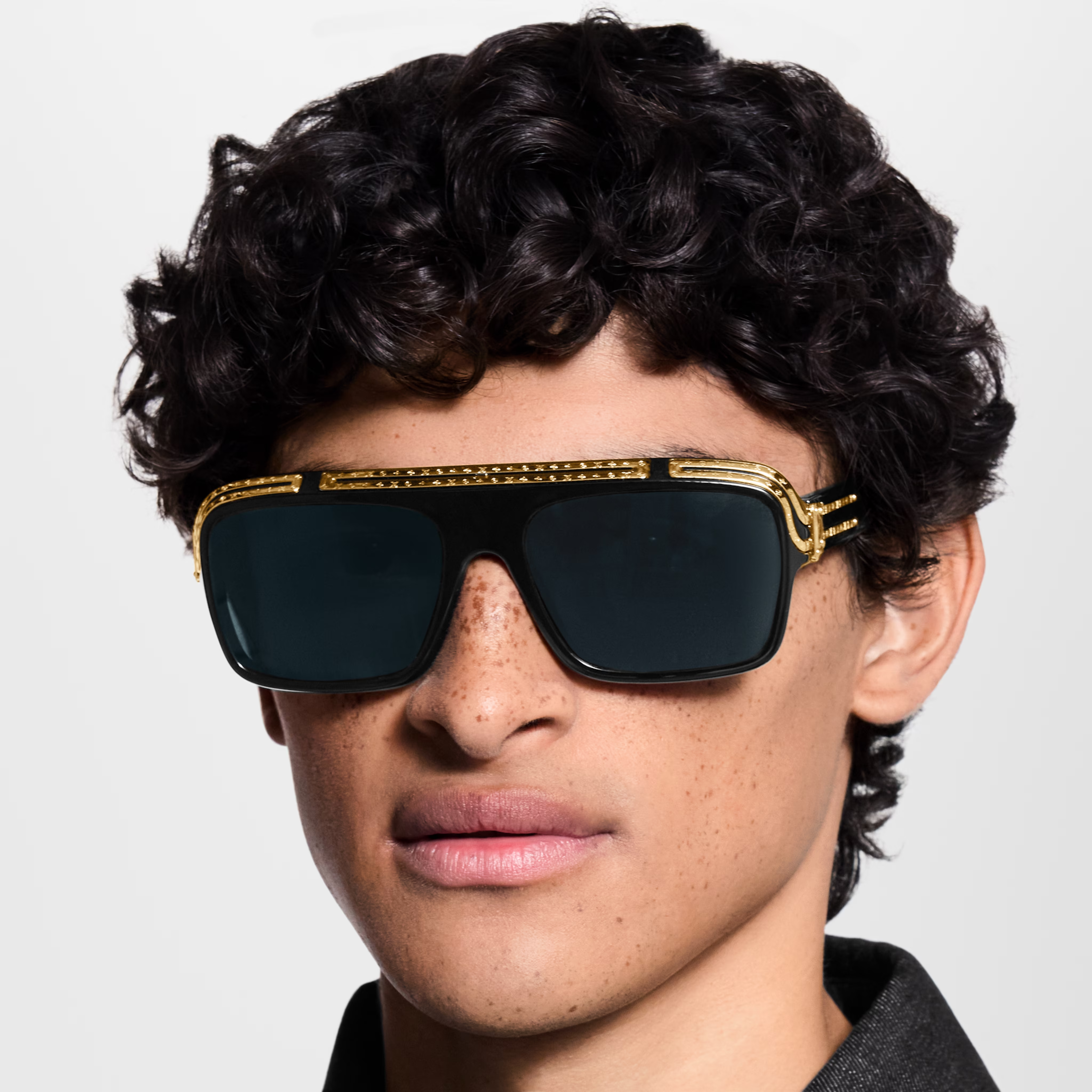 Louis Vuitton Men Pilot Frame Shiny Smoky Black Sunglasses