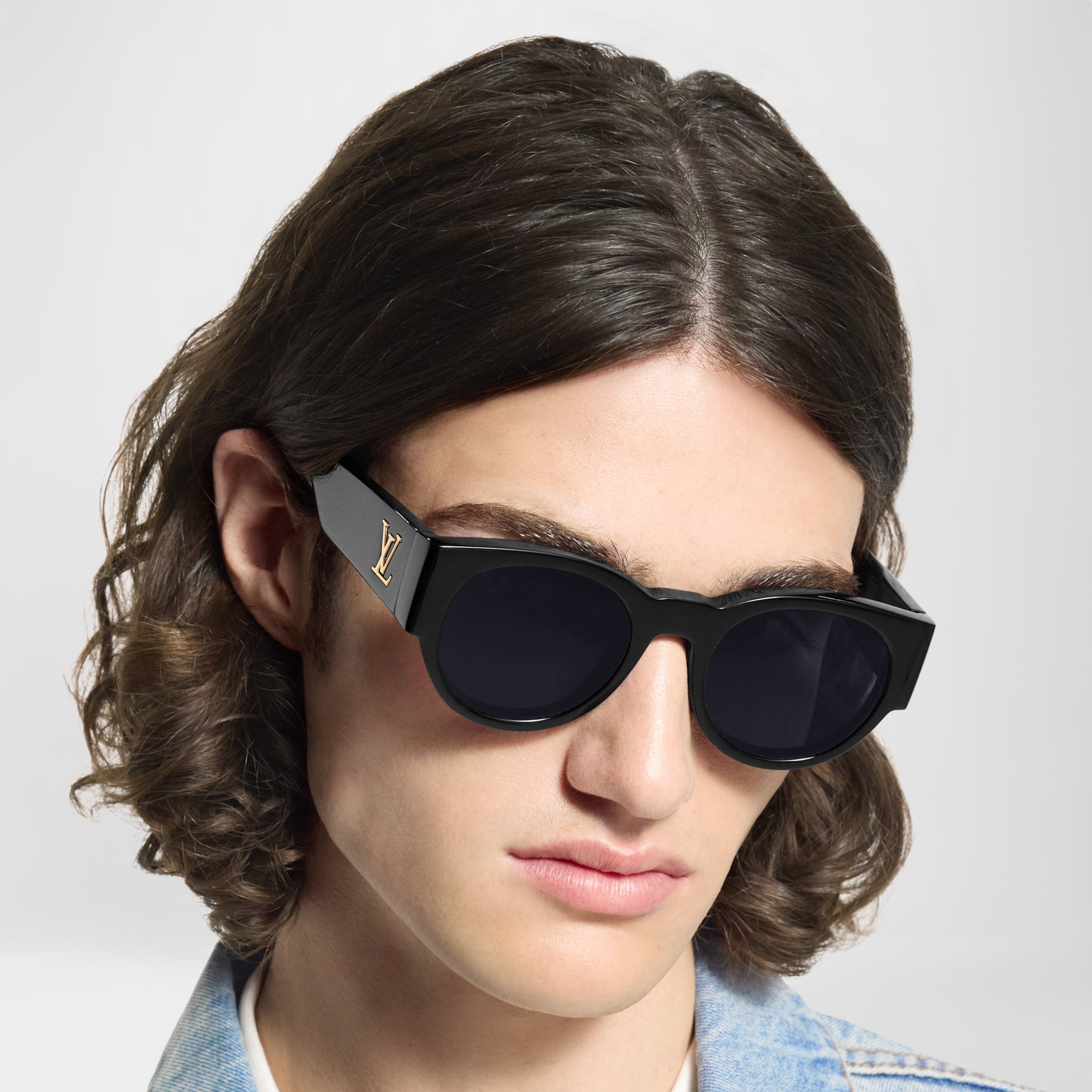 Louis Vuitton Men Round Frame Black Sunglasses
