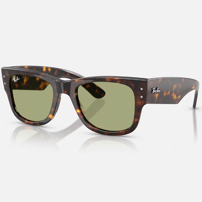 Ray Ban Men Square Frame Shiny Polished Havana Sunglasses