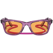Ray Ban Men Square Frame Polished Transparent Violet Sunglasses