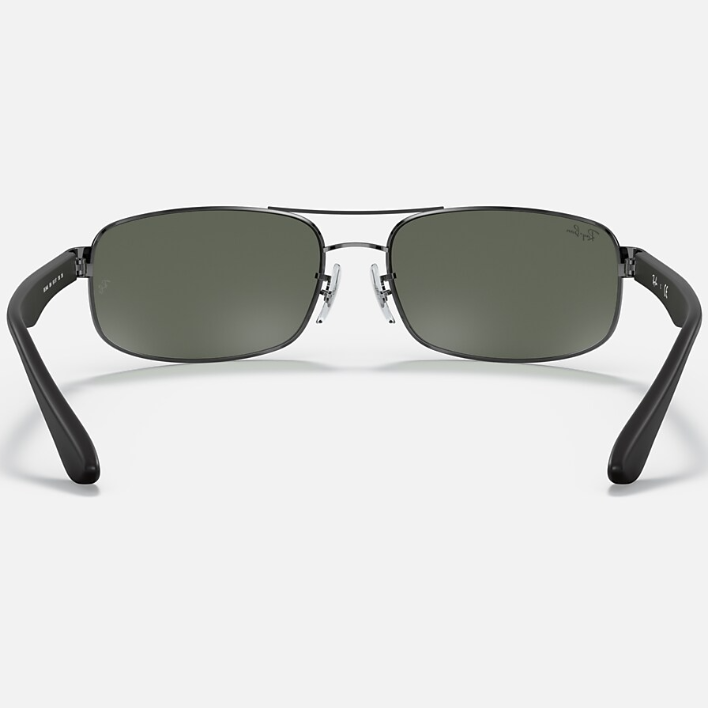 Ray Ban Men Rectangle Frame Polished Gunmetal Sunglasses