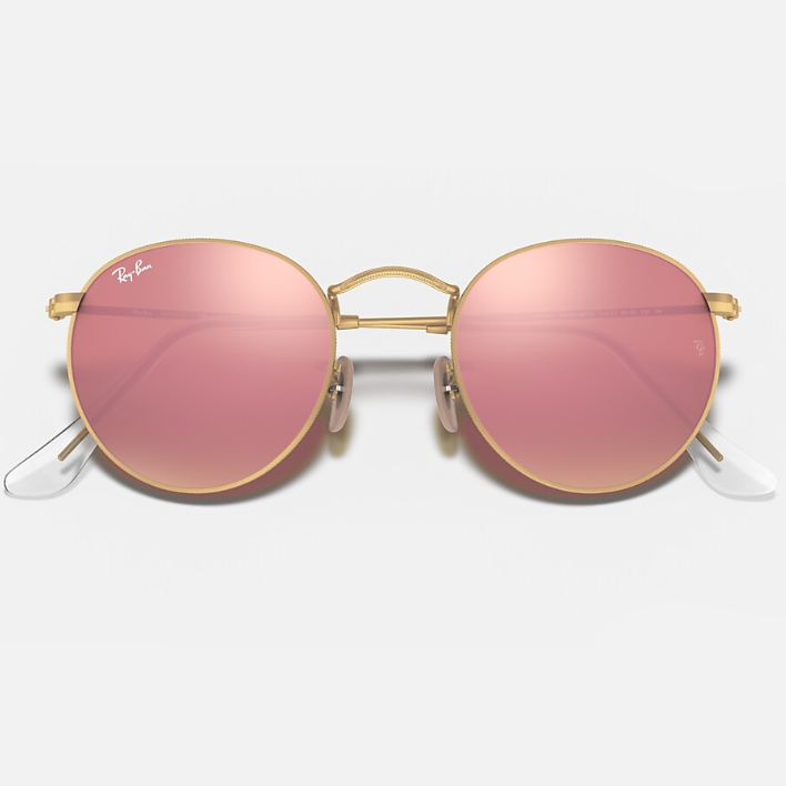 Ray Ban Men Round Frame Matte Gold Sunglasses