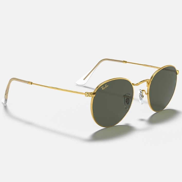 Ray Ban Men Round Frame Shiny Polished Gold Sunglasse