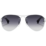 Ray Ban Men Pilot Frame Polished Shiny Silver Sunglasses