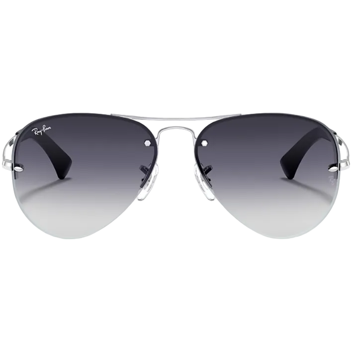 Ray Ban Men Pilot Frame Polished Shiny Silver Sunglasses