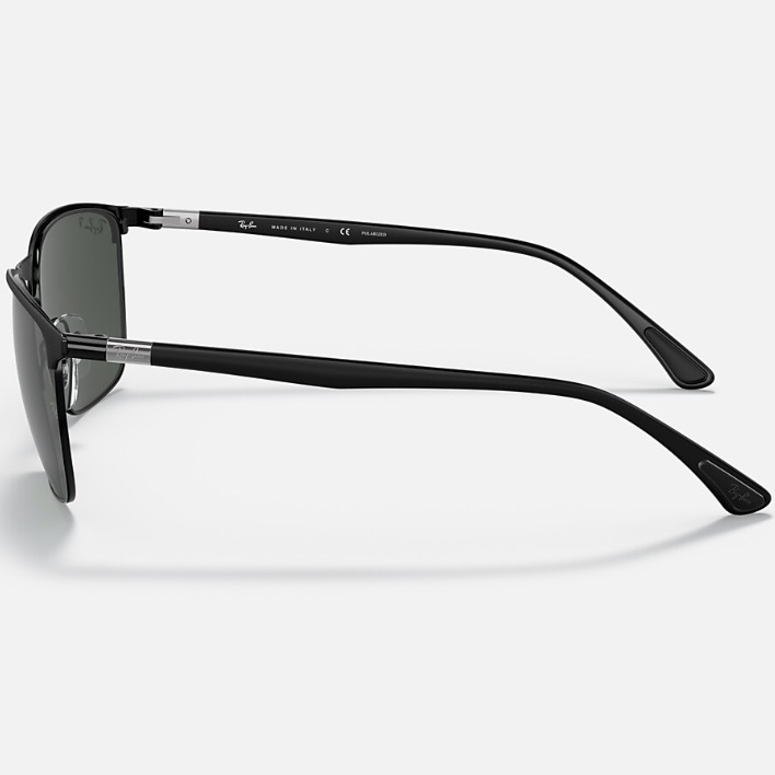 Ray Ban Men Square Frame Polished Matte Black Sunglasses