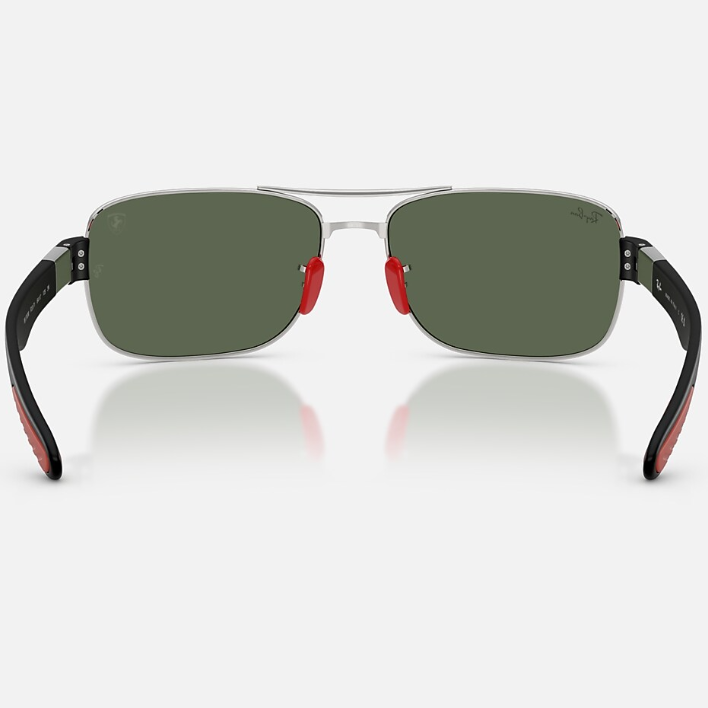 Ray Ban Men Square Frame Shiny Matte Silver Sunglasses