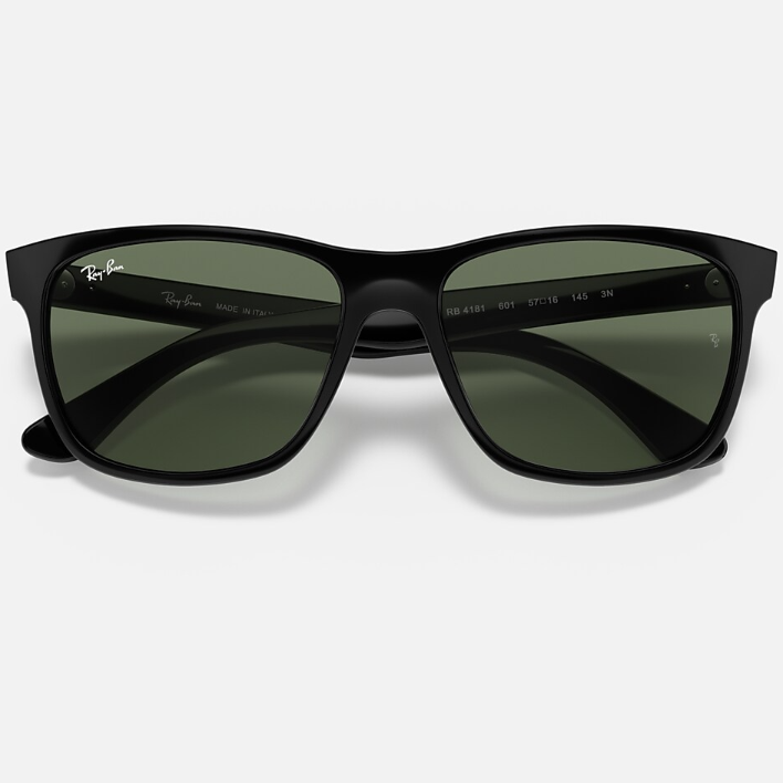 Ray Ban Men Square Frame Shiny Matte Rubber Black Sunglasses