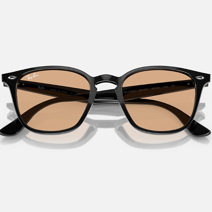 Ray Ban Men Square Frame Shiny Coal Black Sunglasses