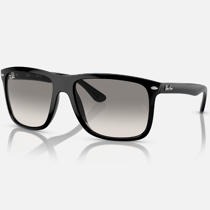 Ray Ban Men Square Frame Shiny Dusty Black Sunglasses