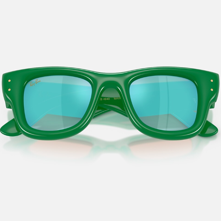 Ray Ban Men Square Frame Polished Green Sunglasses