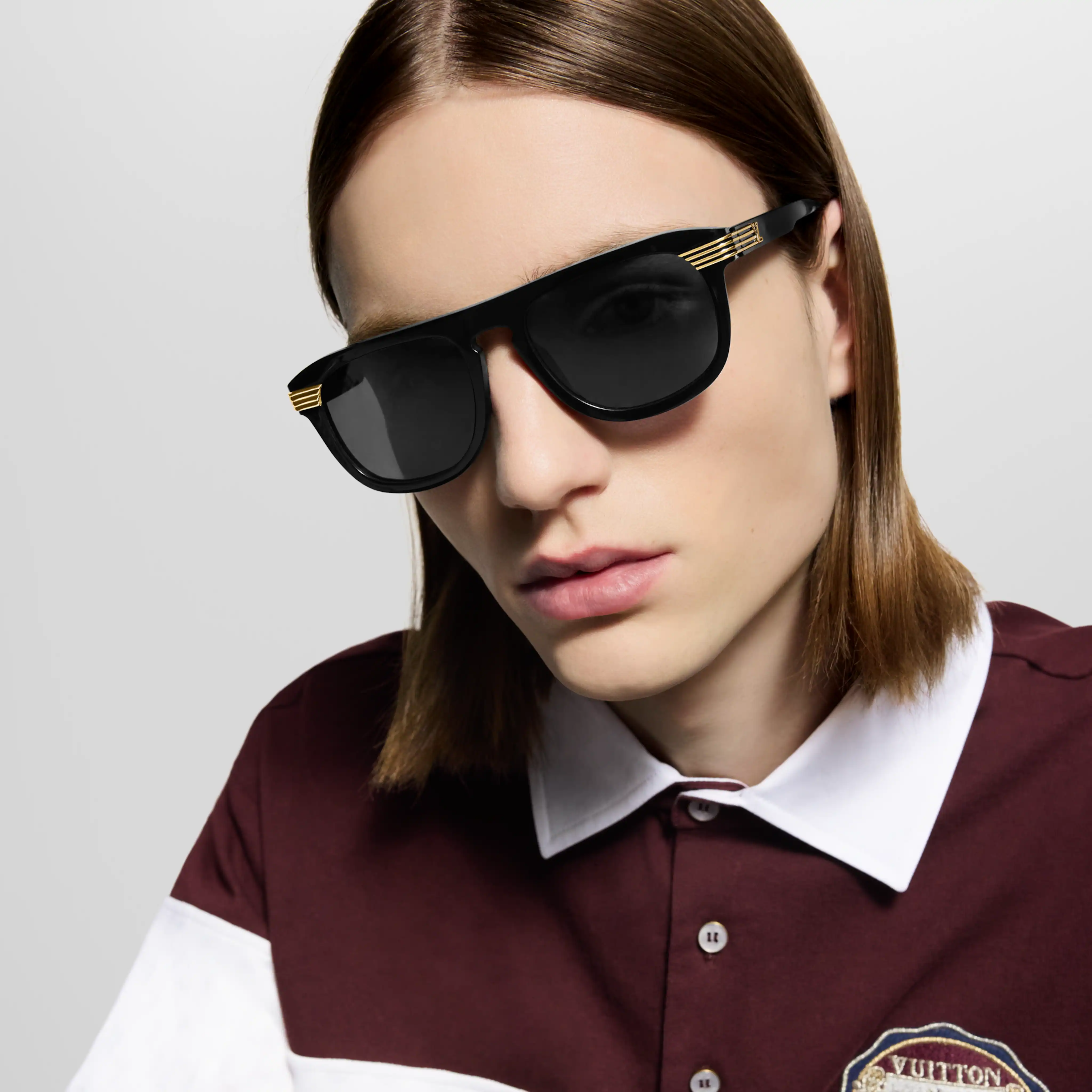 Louis Vuitton Men Round Sqaure Frame Deep Black Sunglasses