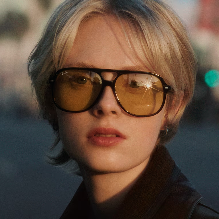 Ray Ban Men Round Square Frame Polished Black Sunglasses