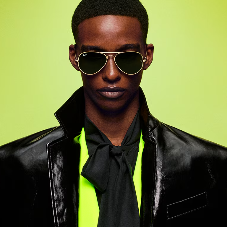 Ray Ban Men Pilot Frame Polished Silver Sunglasses