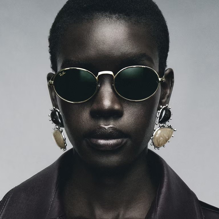 Ray Ban Men Oval Frame Arista Gold Sunglasses