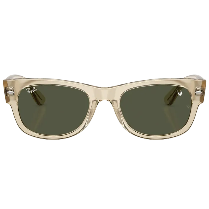 Ray Ban Men Square Frame Polished Beige Sunglasses