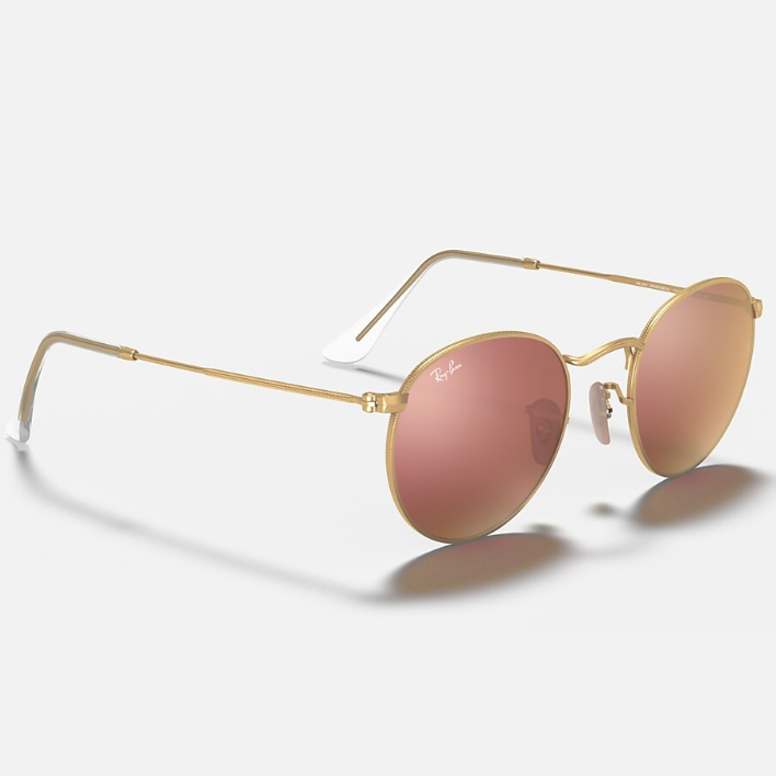 Ray Ban Men Round Frame Matte Gold Sunglasses