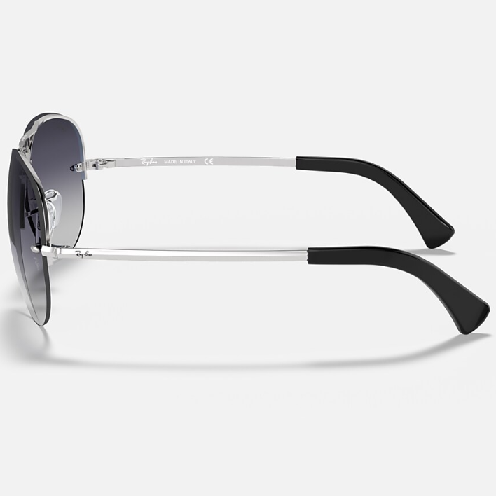 Ray Ban Men Pilot Frame Polished Shiny Silver Sunglasses