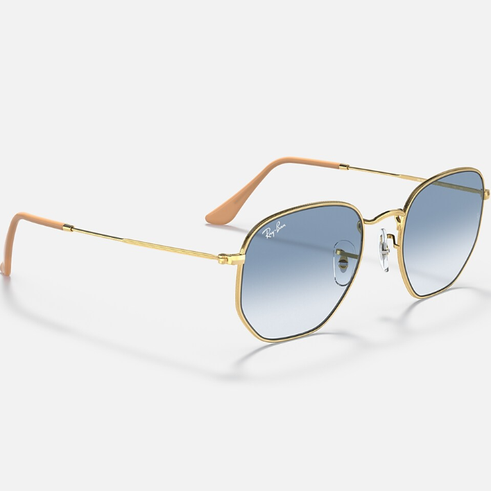 Ray Ban Men Irregular Frame Shiny Dusty Gold Sunglasses