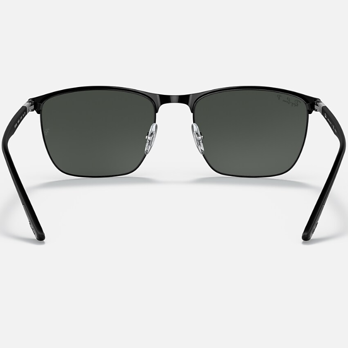 Ray Ban Men Square Frame Polished Matte Black Sunglasses