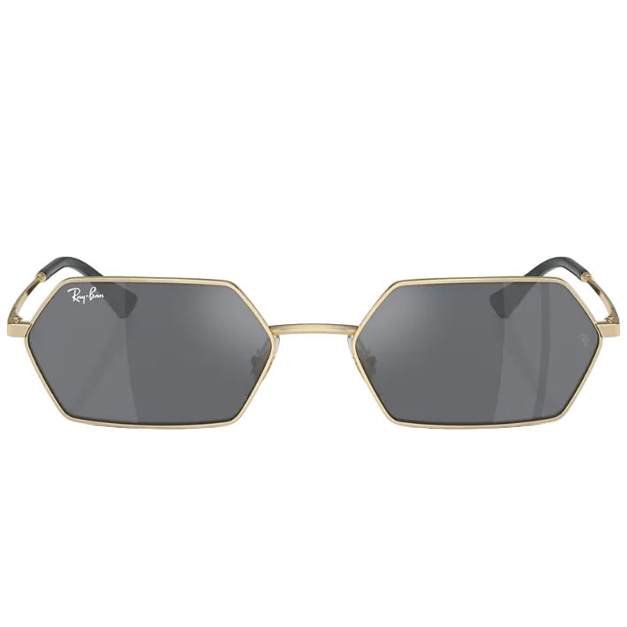 Ray Ban Men Irregular Frame Polished Light Gold Sunglasses