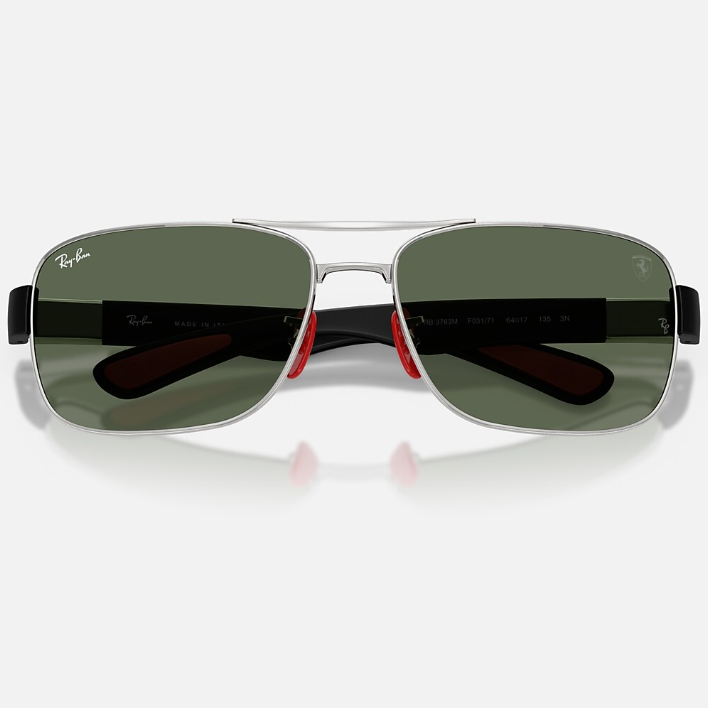 Ray Ban Men Square Frame Shiny Matte Silver Sunglasses