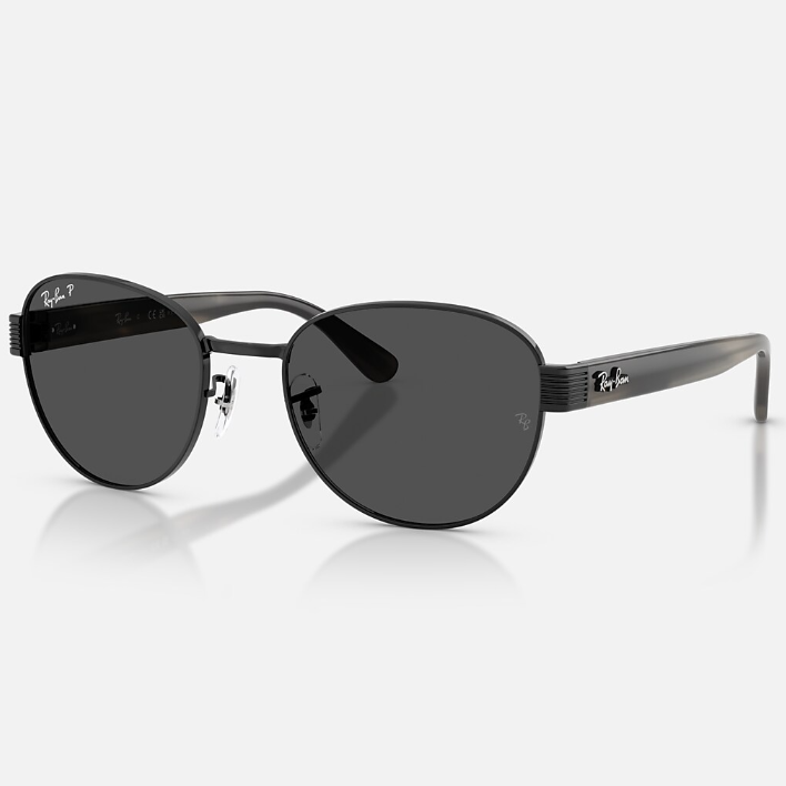 Ray Ban Men Square Frame Shiny Coal Black Sunglasses