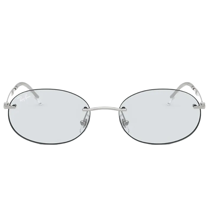Ray Ban Men Oval Frame Light Silver Sunglasses