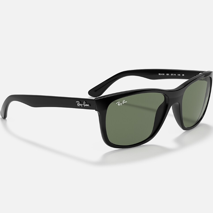 Ray Ban Men Square Frame Shiny Matte Rubber Black Sunglasses