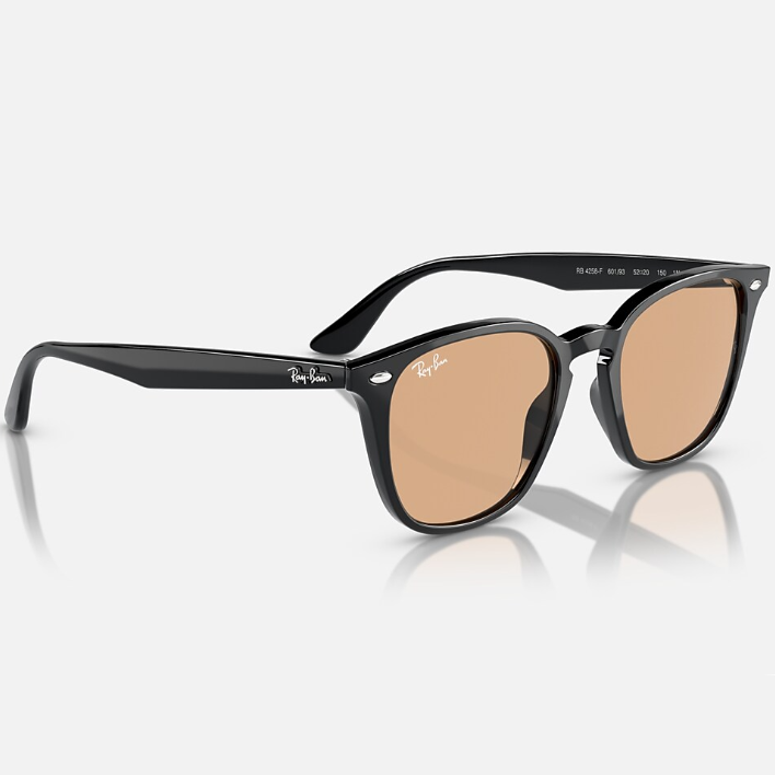 Ray Ban Men Square Frame Shiny Coal Black Sunglasses