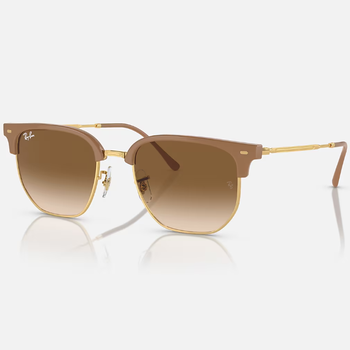 Ray Ban Men Irregular Frame Polished Beige On Gold Sunglasses