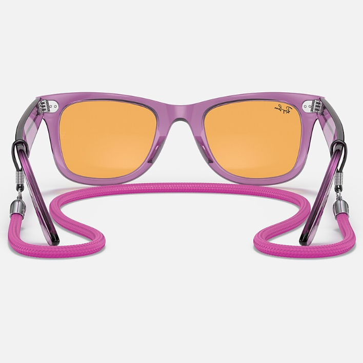 Ray Ban Men Square Frame Polished Transparent Violet Sunglasses