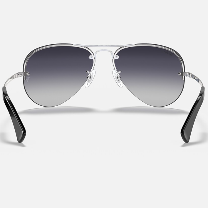 Ray Ban Men Pilot Frame Polished Shiny Silver Sunglasses