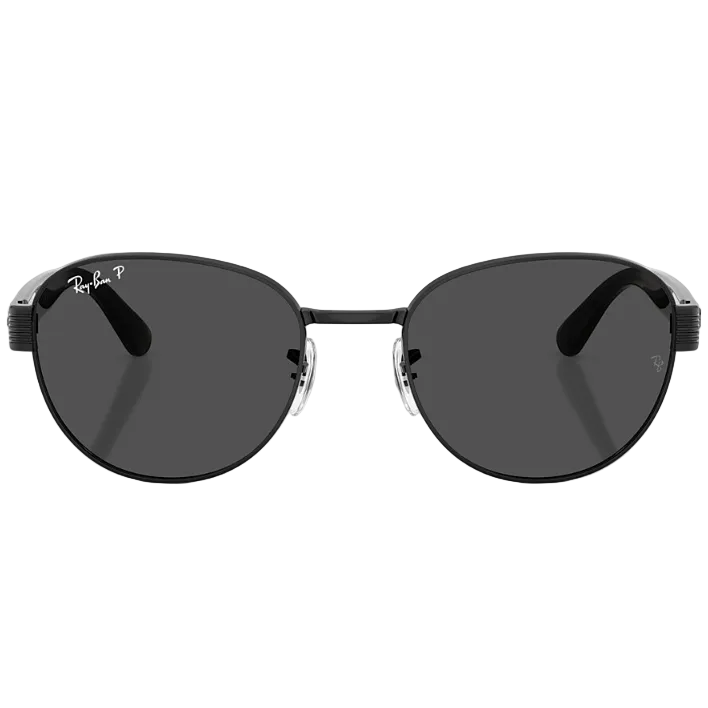 Ray Ban Men Square Frame Shiny Coal Black Sunglasses
