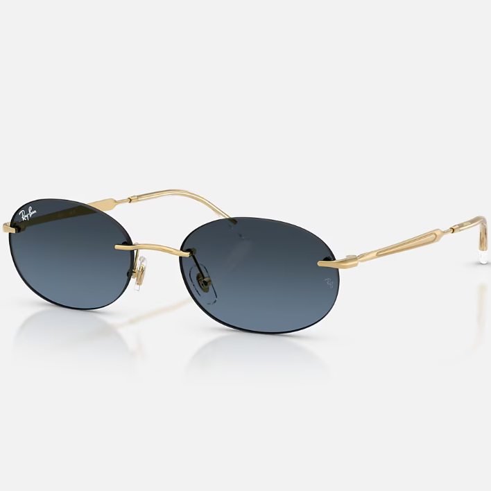 Ray Ban Men Oval Frame Royal Gold Sunglasses