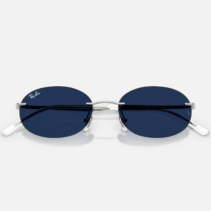 Ray Ban Men Oval Frame Light Silver Sunglasses