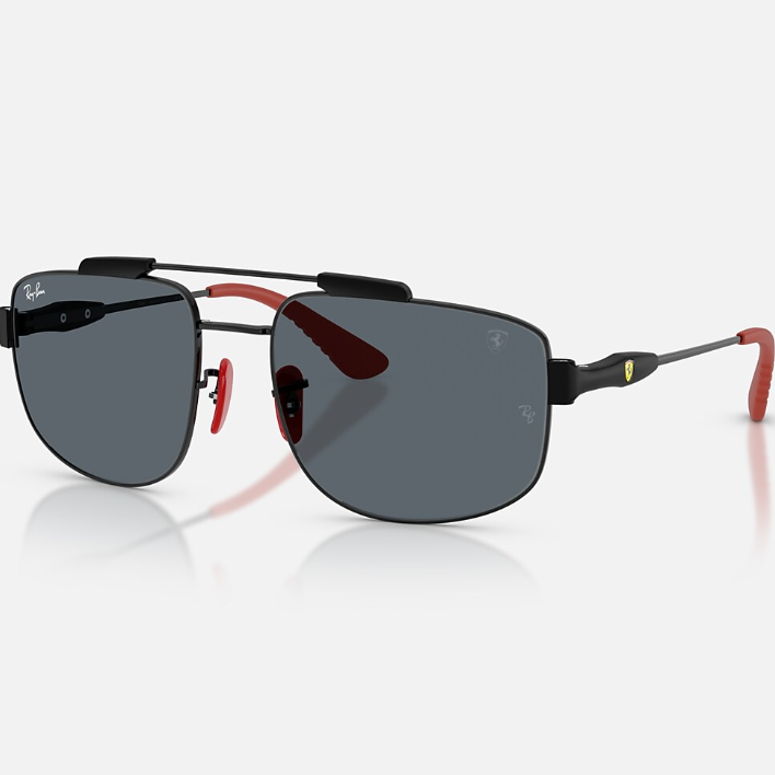 Ray Ban Men Square Frame Polished Red Sunglasses