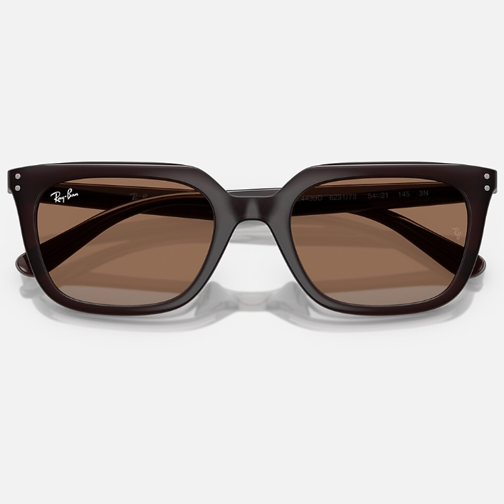 Ray Ban Women Square Frame Polished Opal Brown Sunglasses